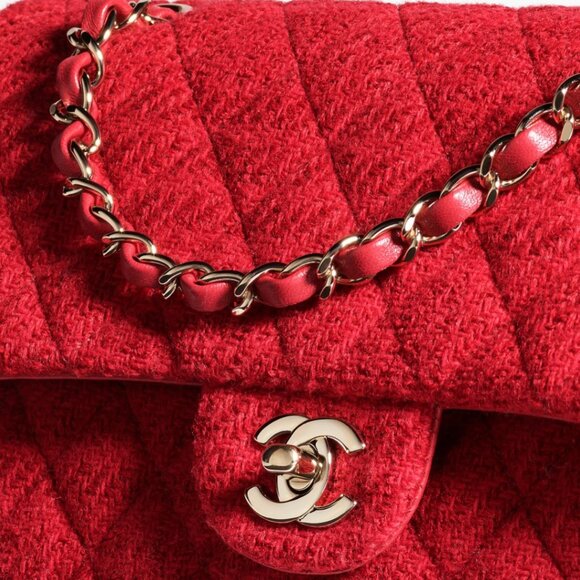 Chanel Classic 11.12 Flap Bag – Red Wool Tweed & Gold Hardware – Brand New - Picture 4 of 16